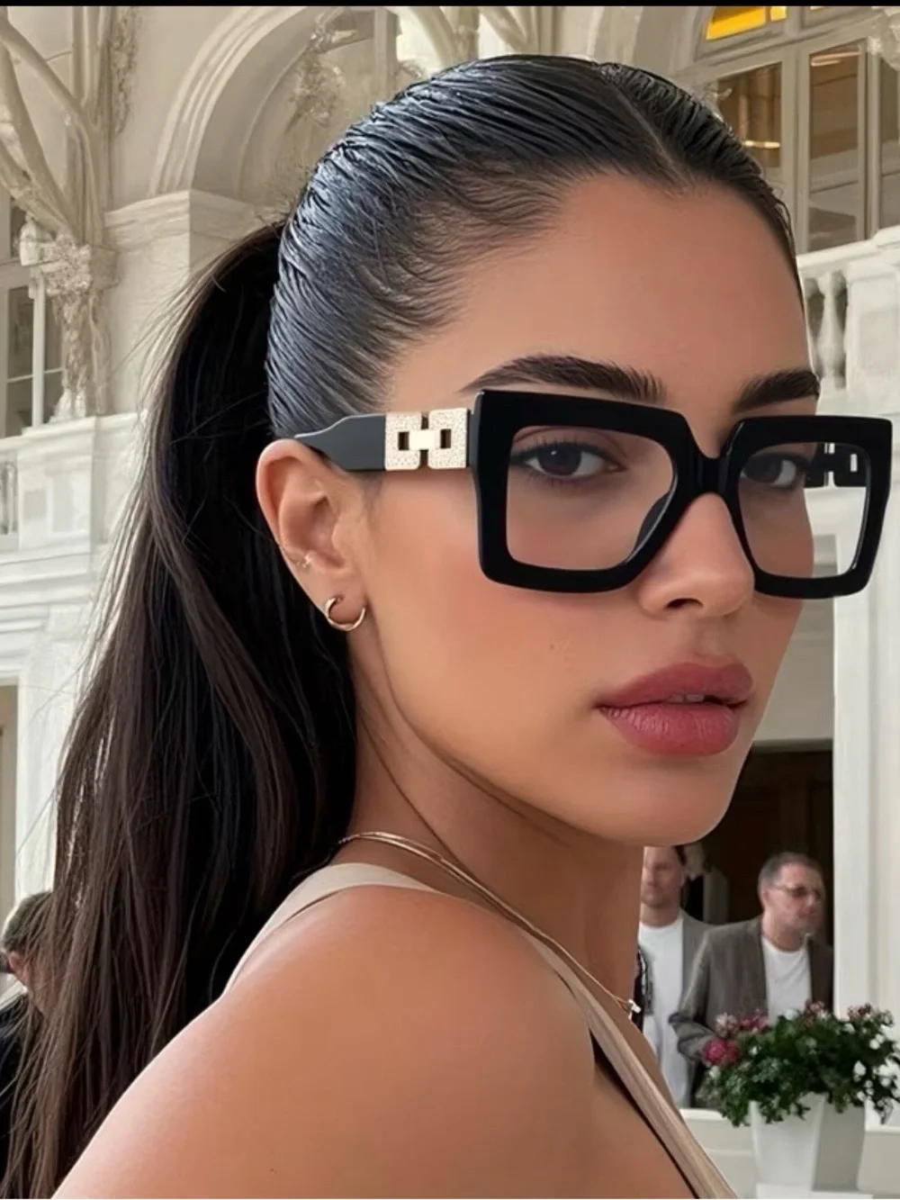 New Women’s Classic Oversized Black Square Glasses